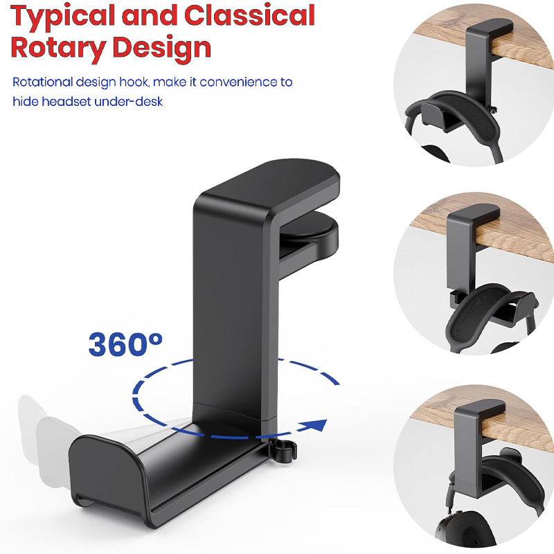 Headphone Hook Under - No Punch Table Clip Hook Headphone