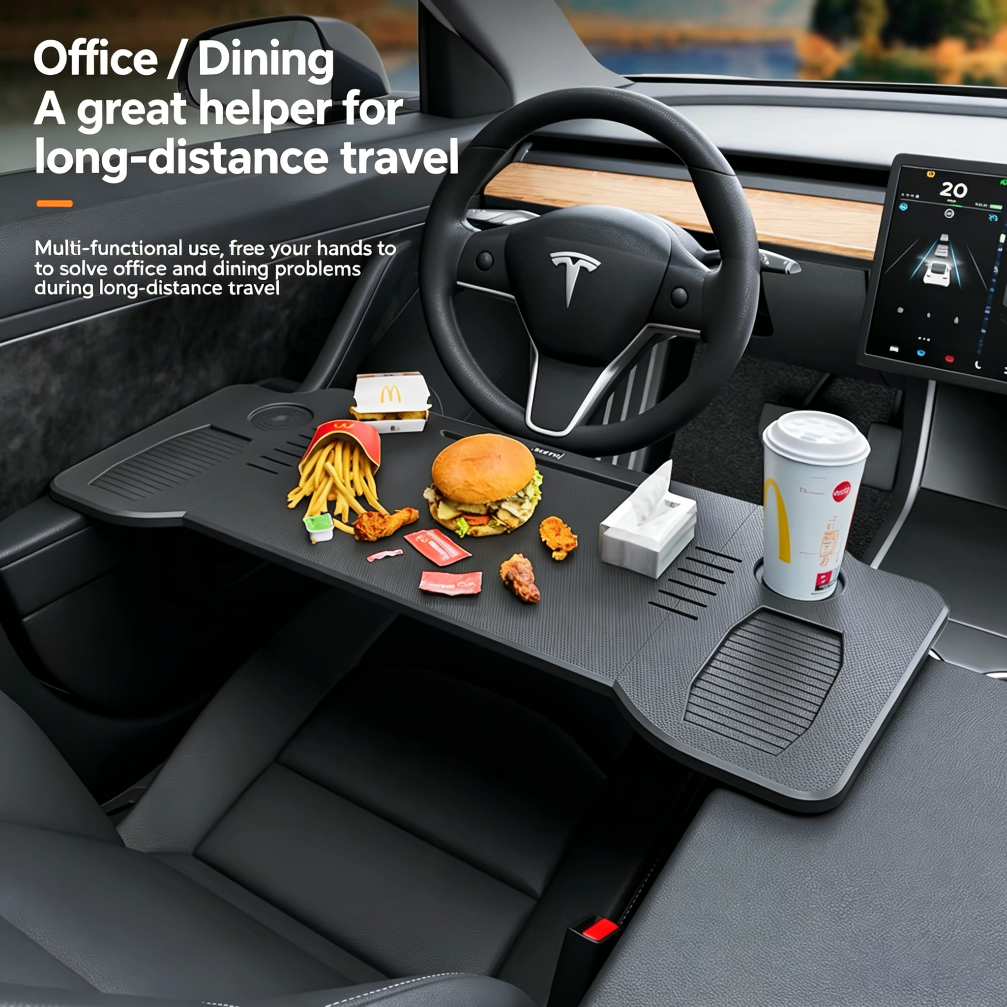 Desk Setup Desk - Car-mounted small table board, front row