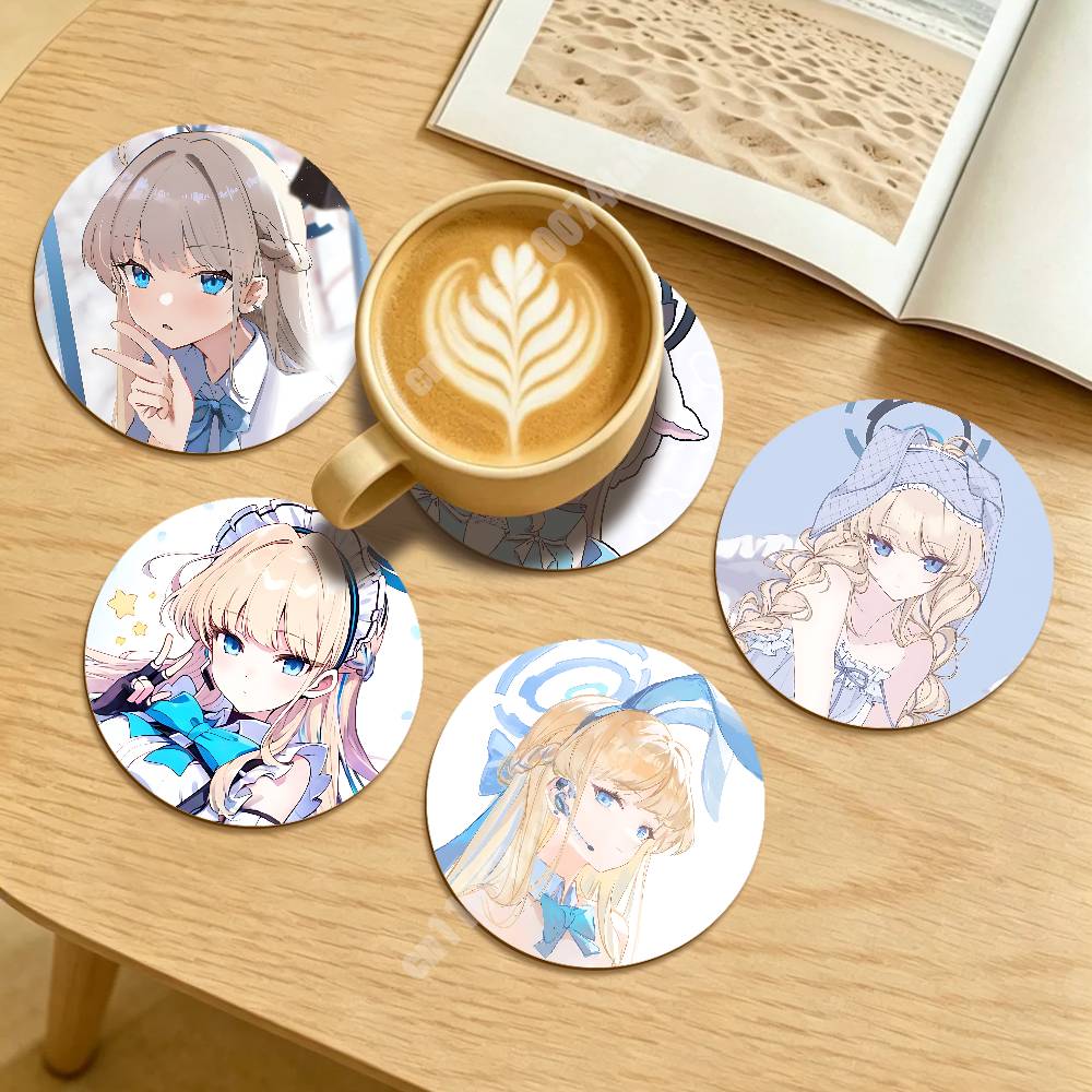 Desk Setup Blue - Blue Archive Asuma Toki Round Coaster