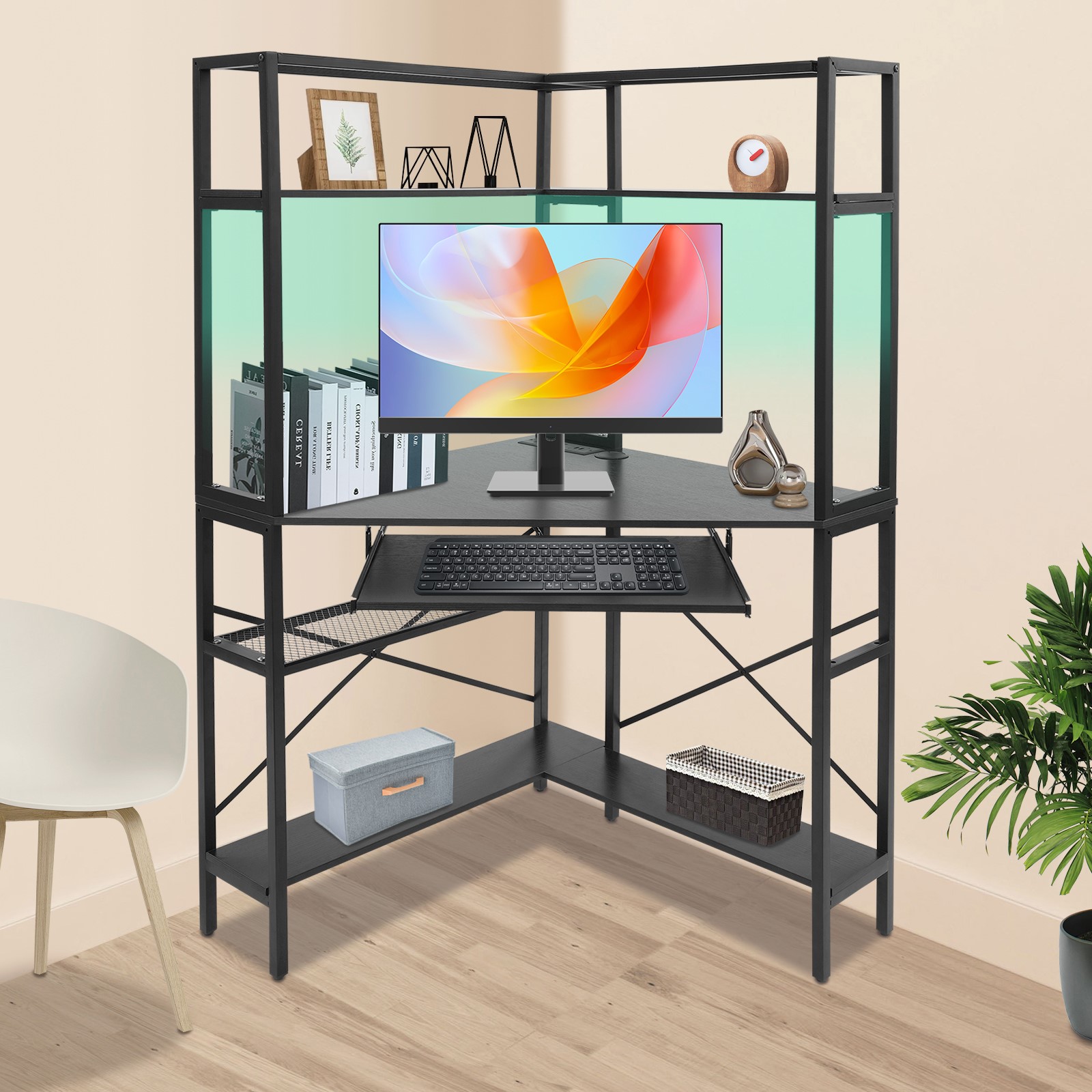 Desk Setup Led Strip - Triangular Corner Computer Desk with LED