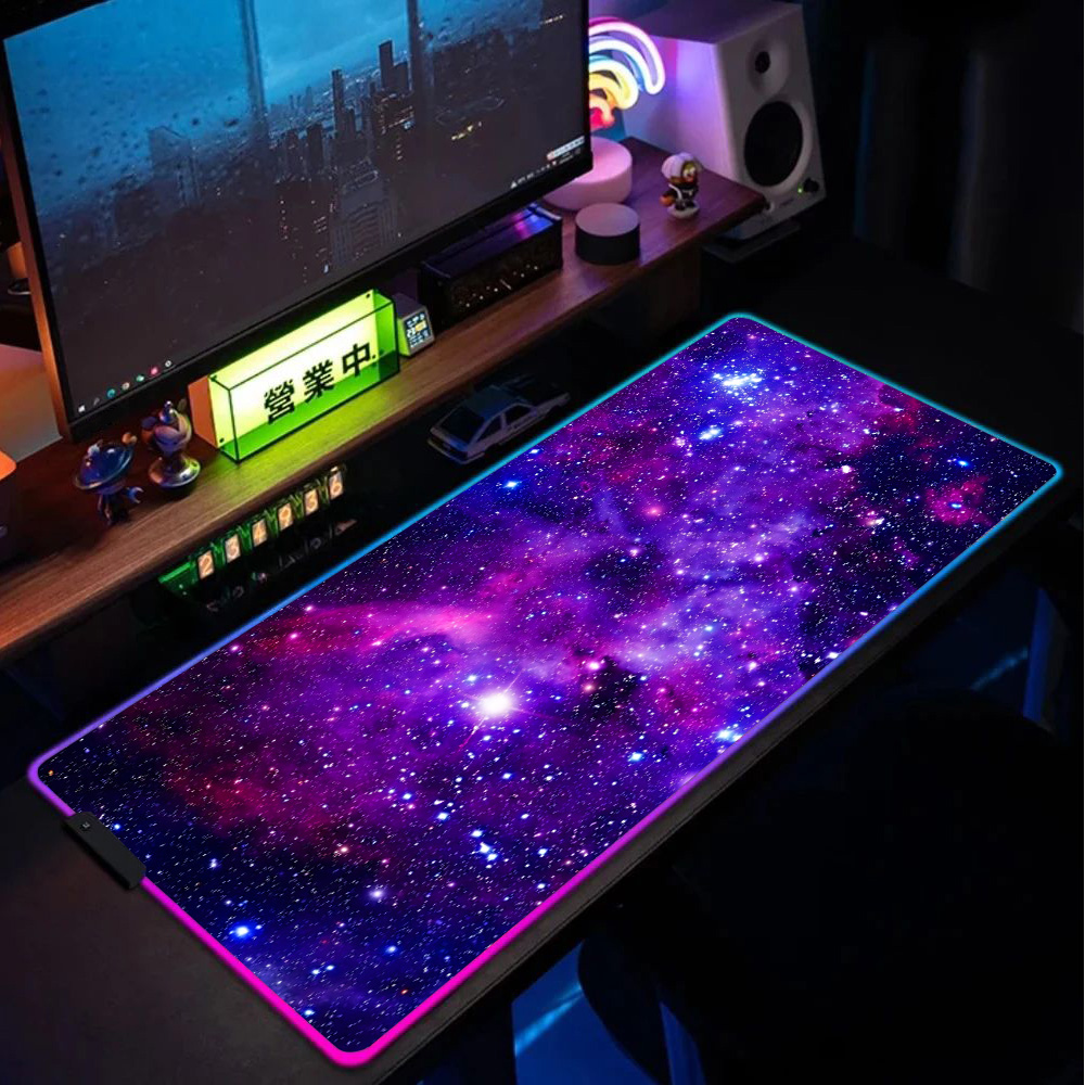 Desk Setup Blue - Purple and Blue Iridescent Star Clouds