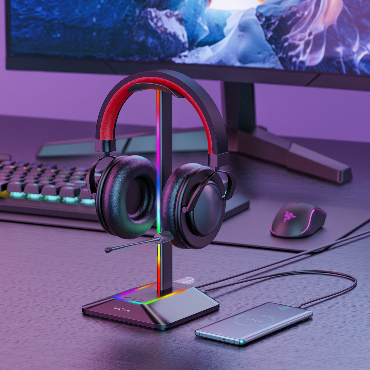 New Bee Z8 RGB Headphones Stan - Headphone Hook Under recensie en prijs