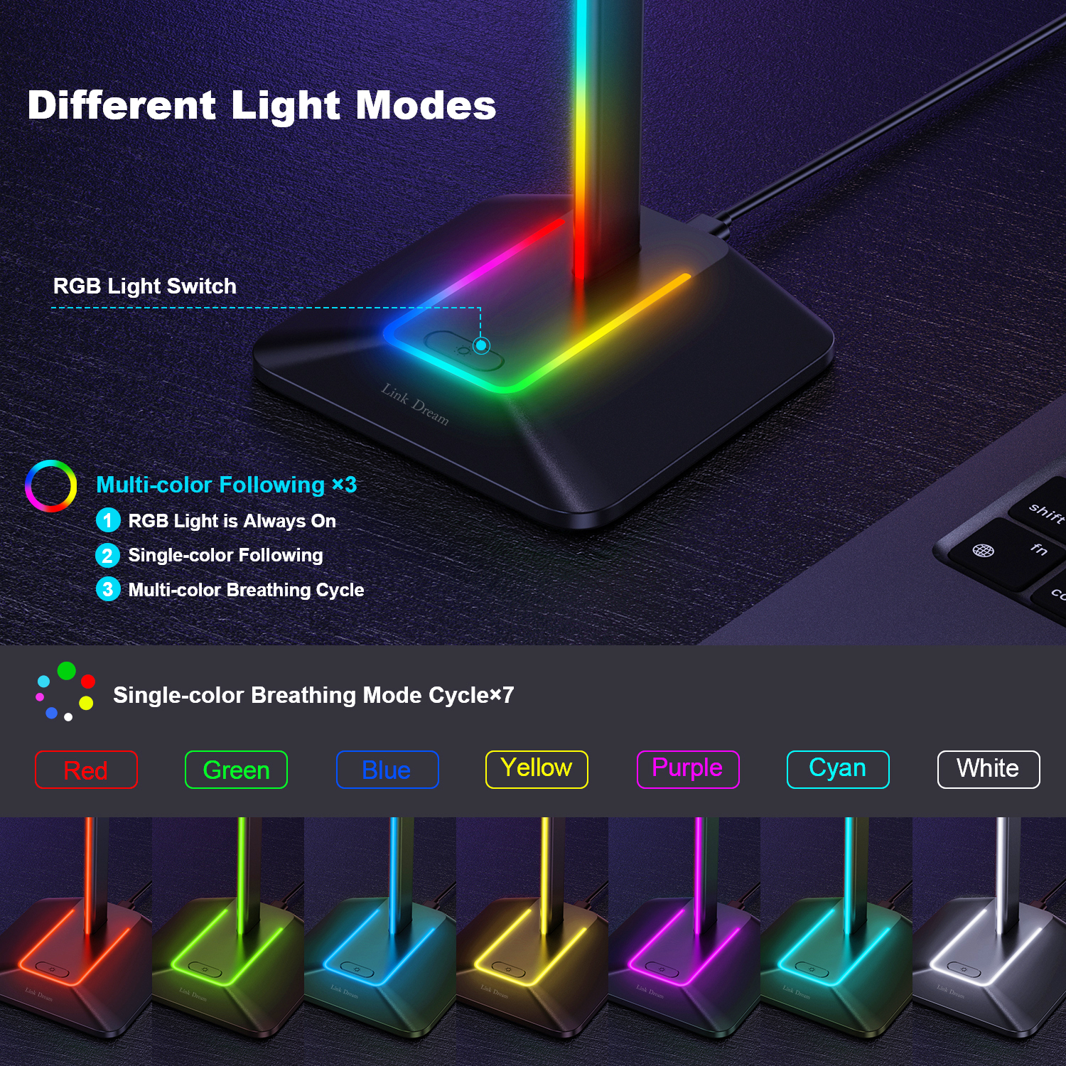 New Bee Z8 RGB Headphones Stan - Headphone Hook Under recensie en prijs