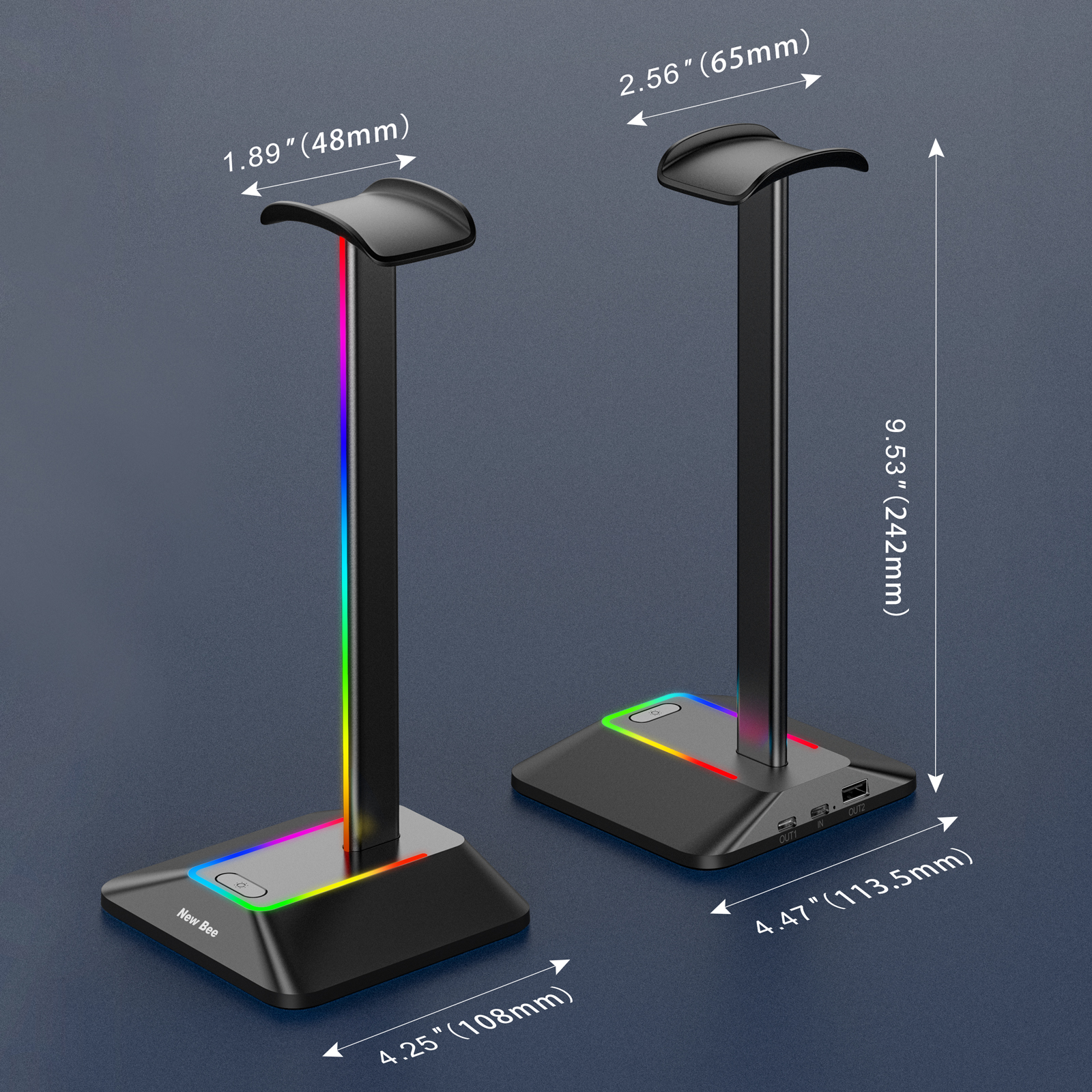 New Bee Z8 RGB Headphones Stan - Headphone Hook Under recensie en prijs