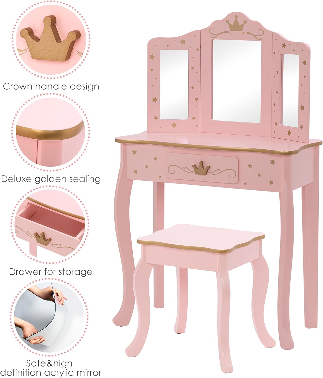 UTEX Kids Vanity Set with Mirr - Desk Setup Girl recensie en prijs