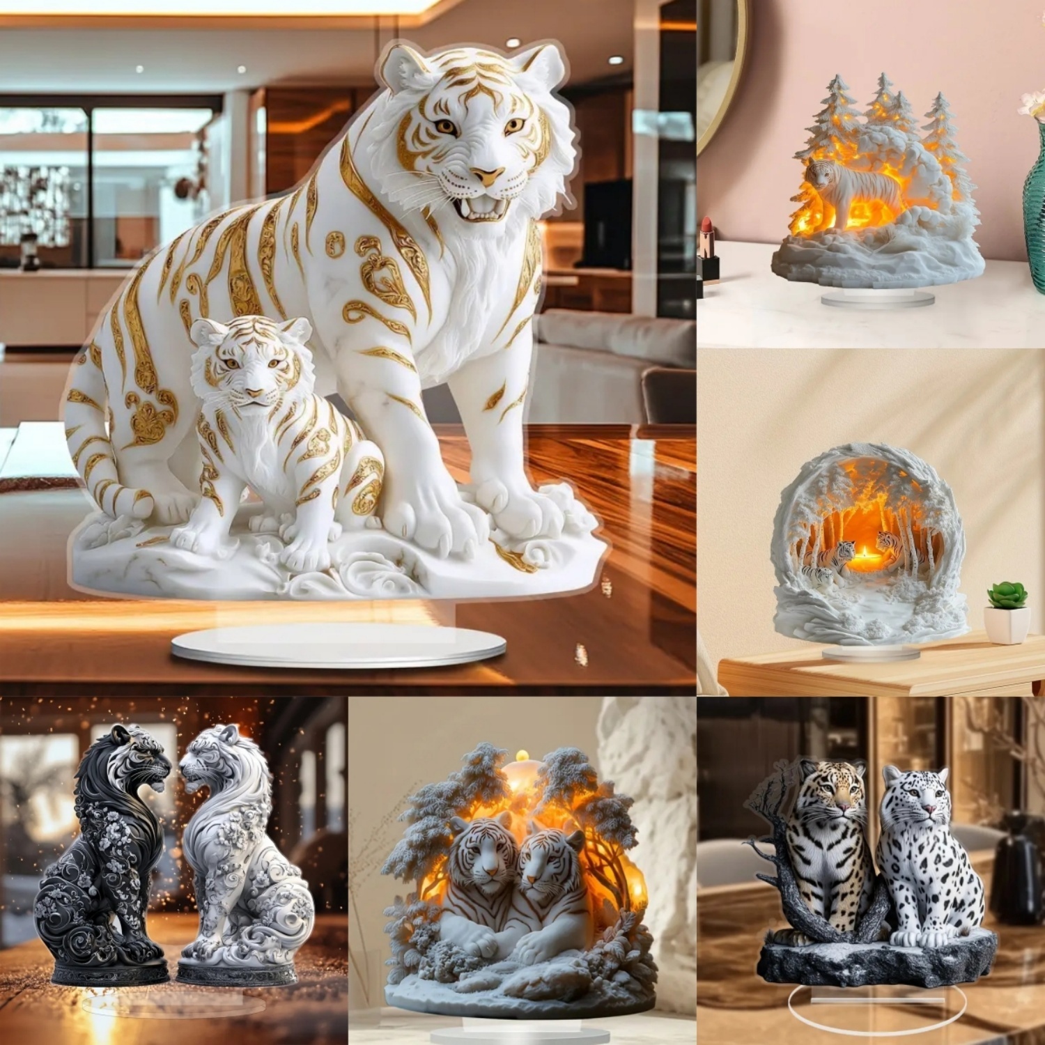 Two Tigers Statue,2D Flat Anim - Desk Setup Desk recensie en prijs