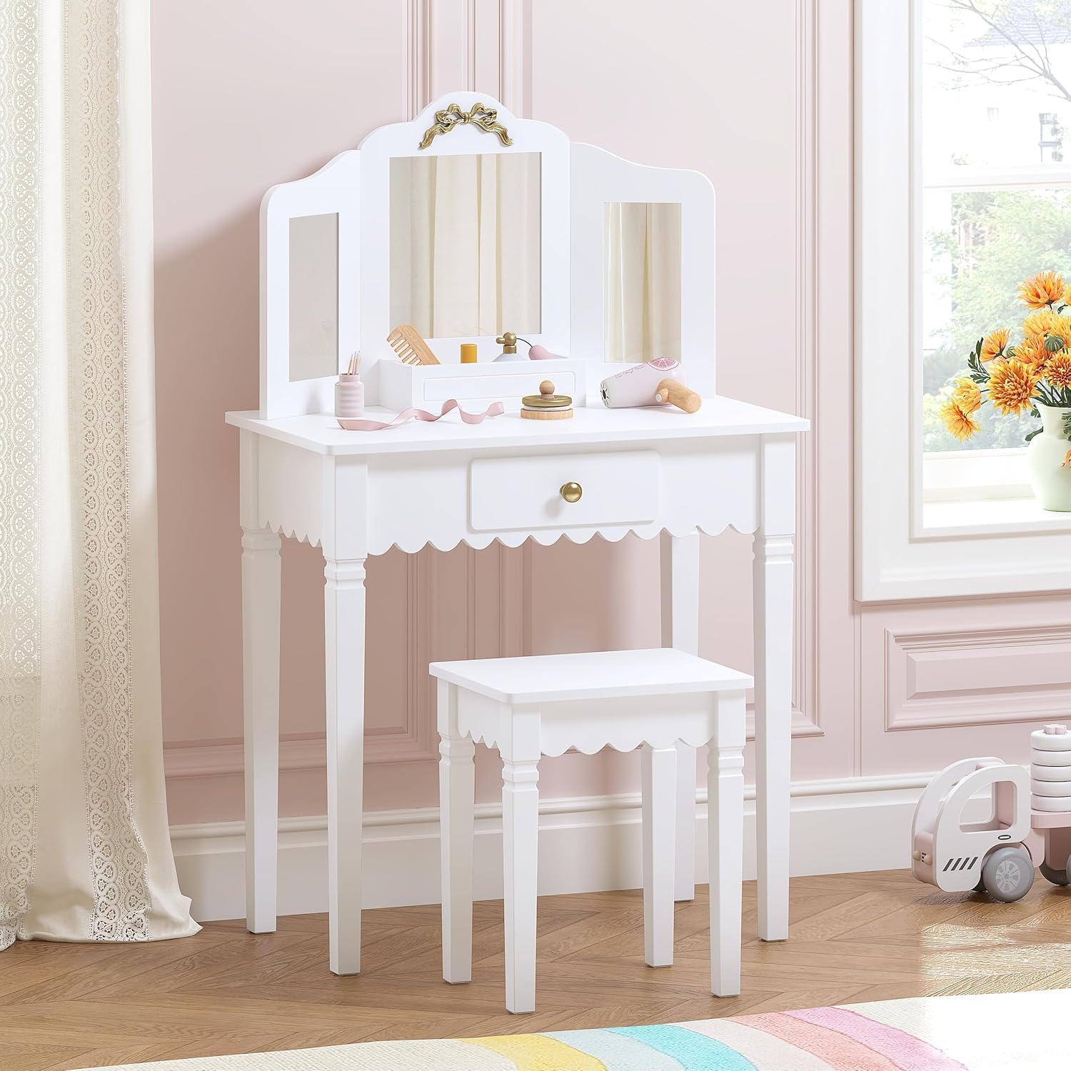 Kids Vanity Set with Mirror an - Desk Setup Girl recensie en prijs