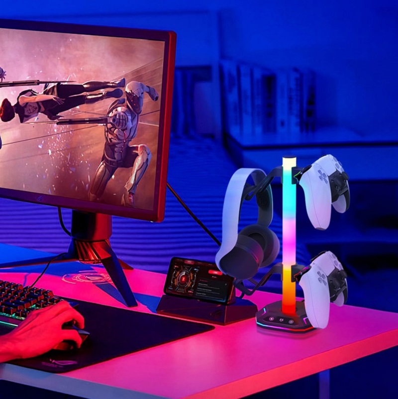 RGB Gaming Headset Stand with  - Desk Setup Headphones recensie en prijs