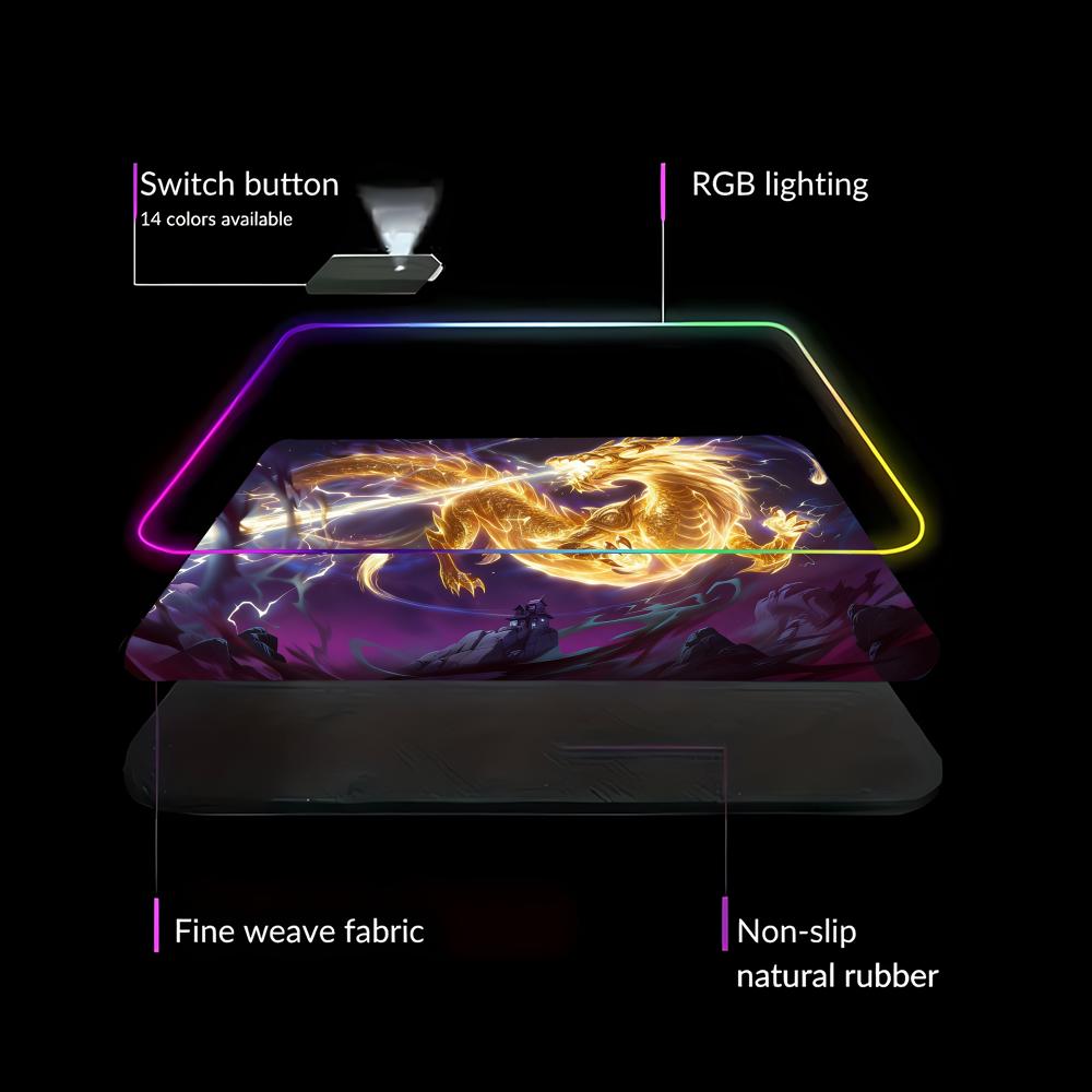 RGB LED Blue Dragon Mouse Pad  - Desk Setup Blue recensie en prijs