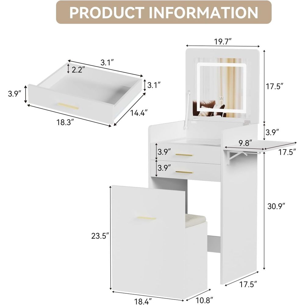 3-in-1 Vanity Desk Set, Flip-t - Desk Setup In Small Bedroom recensie en prijs