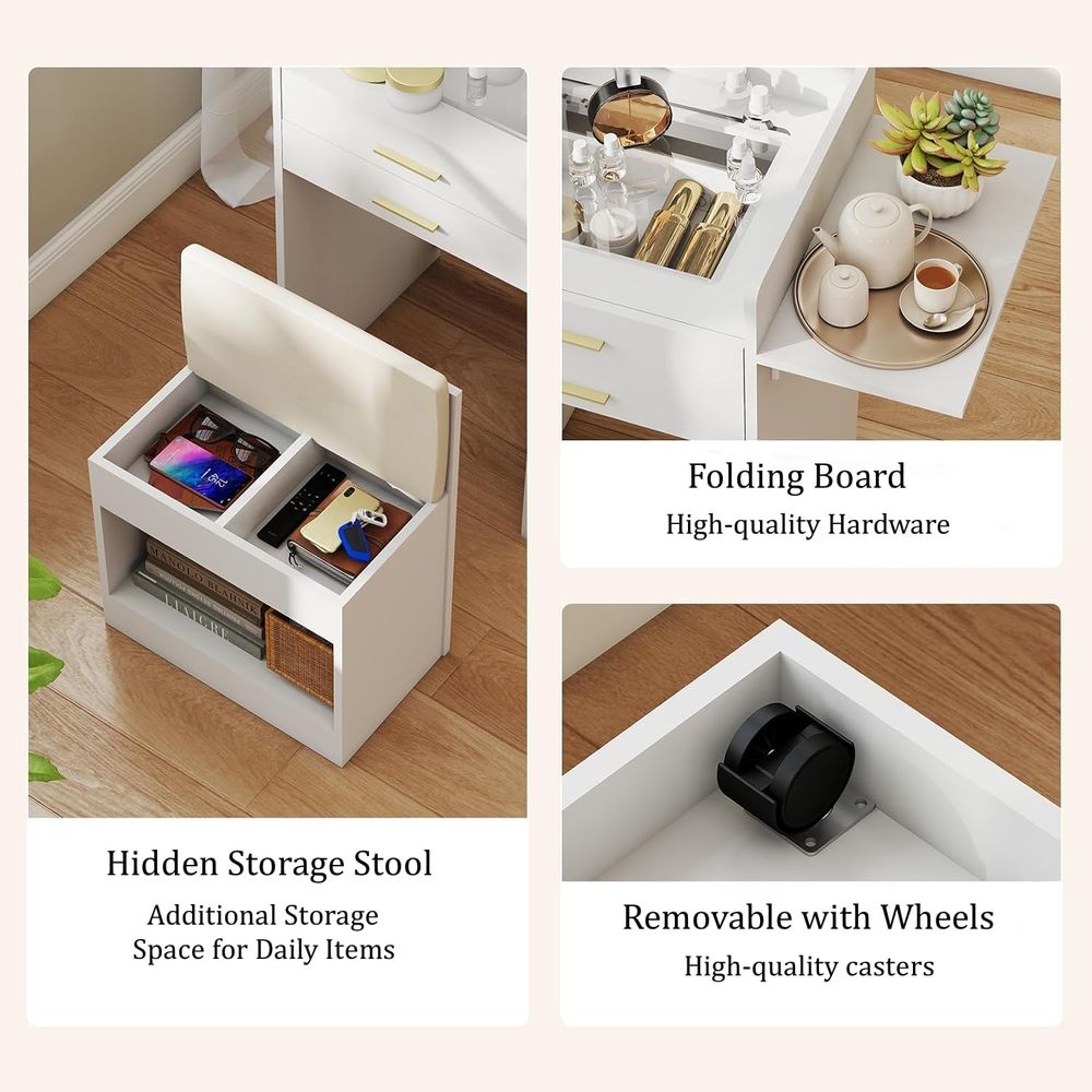 3-in-1 Vanity Desk Set, Flip-t - Desk Setup In Small Bedroom recensie en prijs