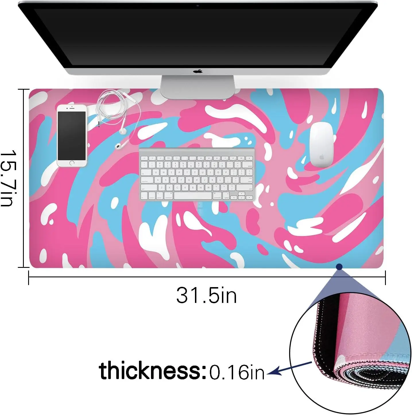 Stylish Pink Blue White Abstra - Desk Setup Blue recensie en prijs