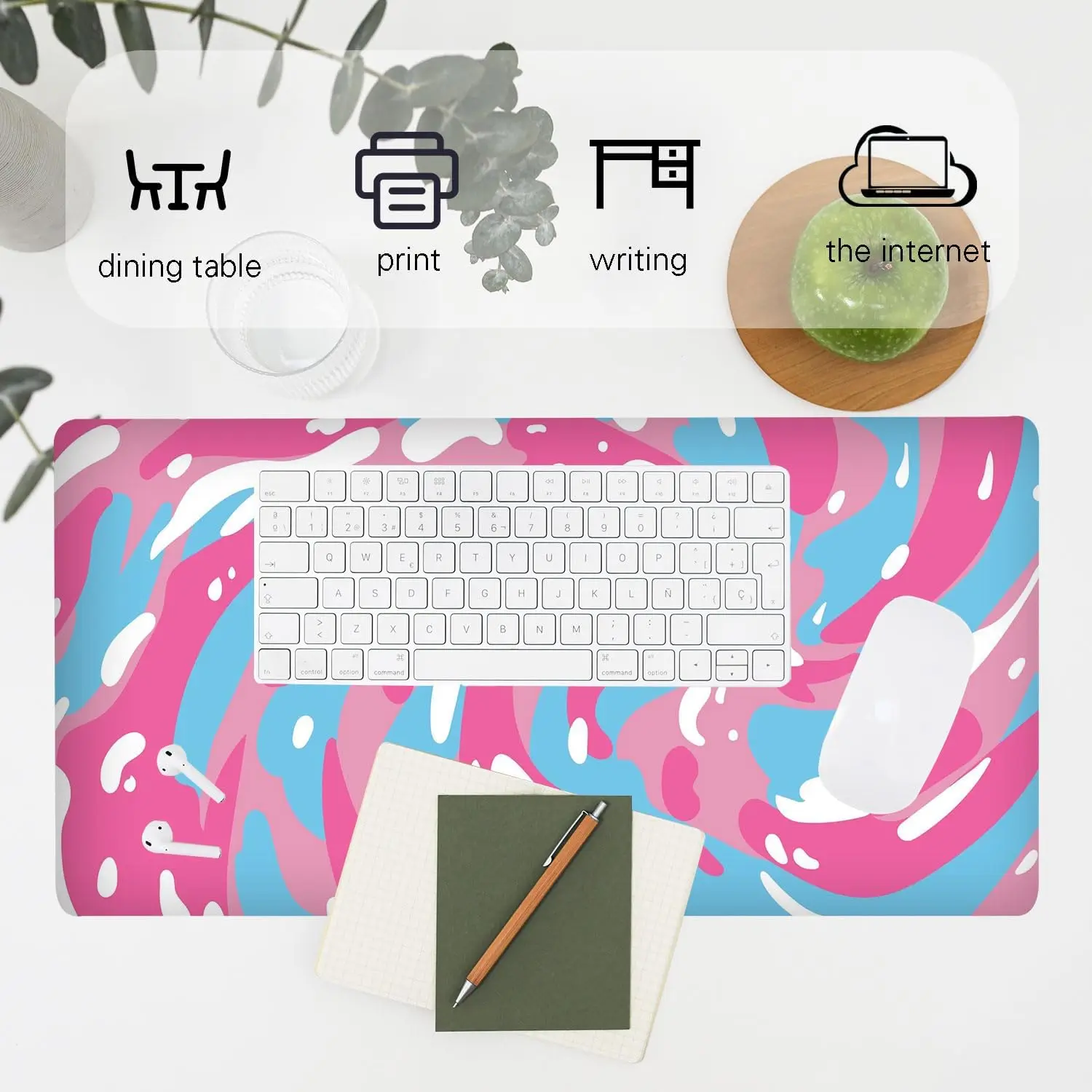 Stylish Pink Blue White Abstra - Desk Setup Blue recensie en prijs