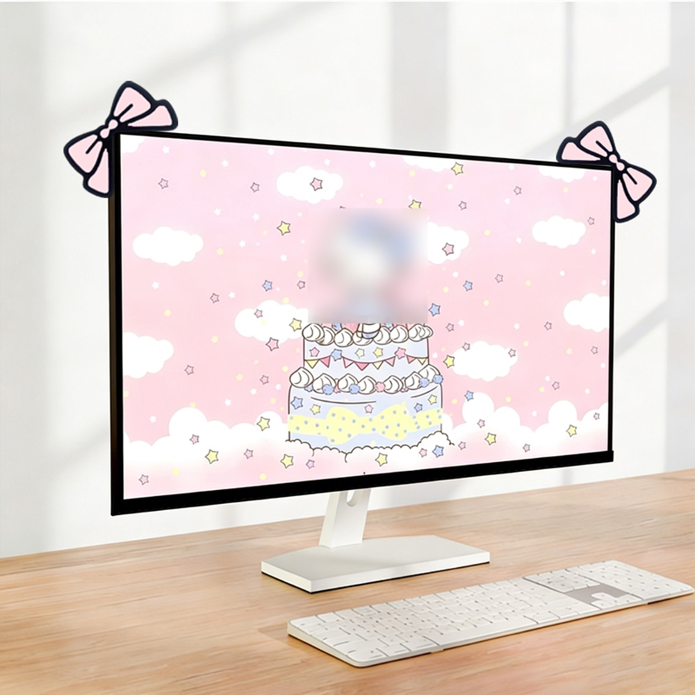 Cute Pink Bow Monitor Decor Ka - Desk Setup Girl recensie en prijs