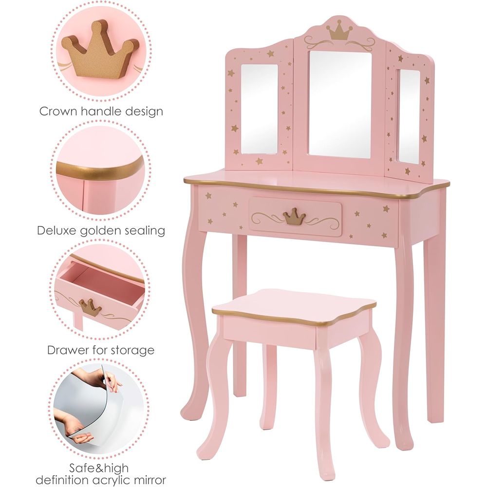 Kids Vanity Set with Mirror an - Desk Setup Girl recensie en prijs