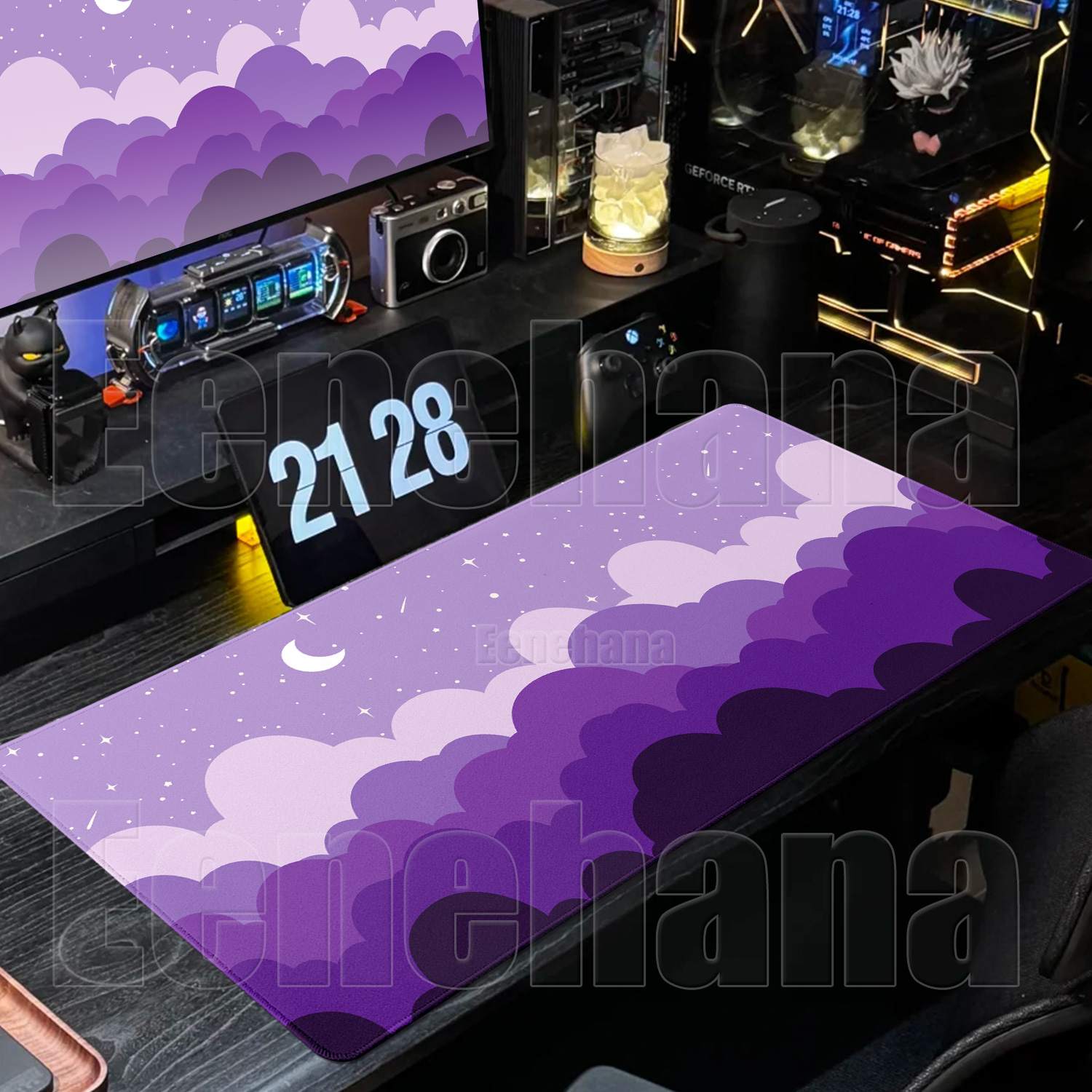 Blue Clouds Moon Mouse Pad PC  - Desk Setup Blue recensie en prijs