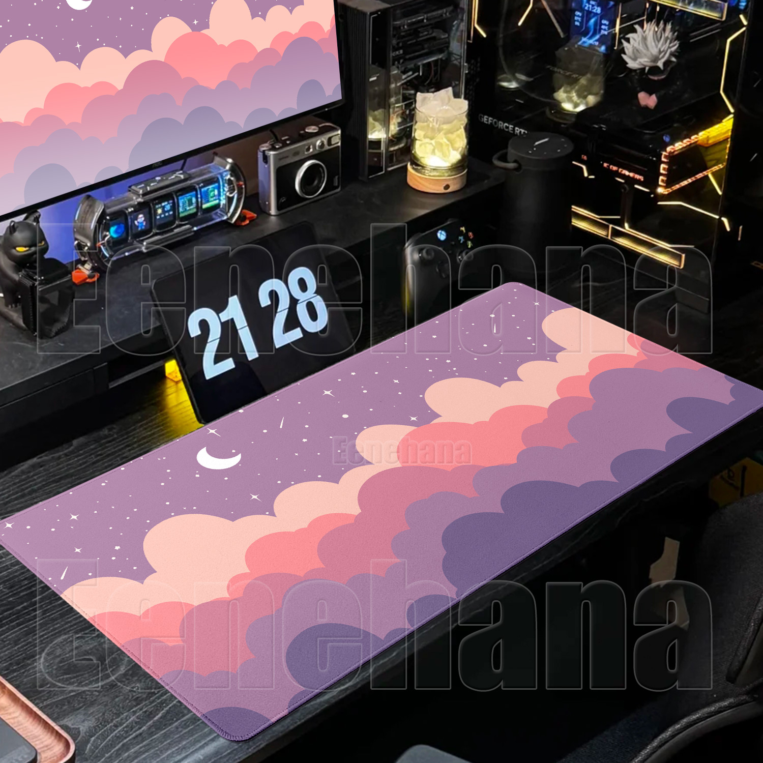 Blue Clouds Moon Mouse Pad PC  - Desk Setup Blue recensie en prijs