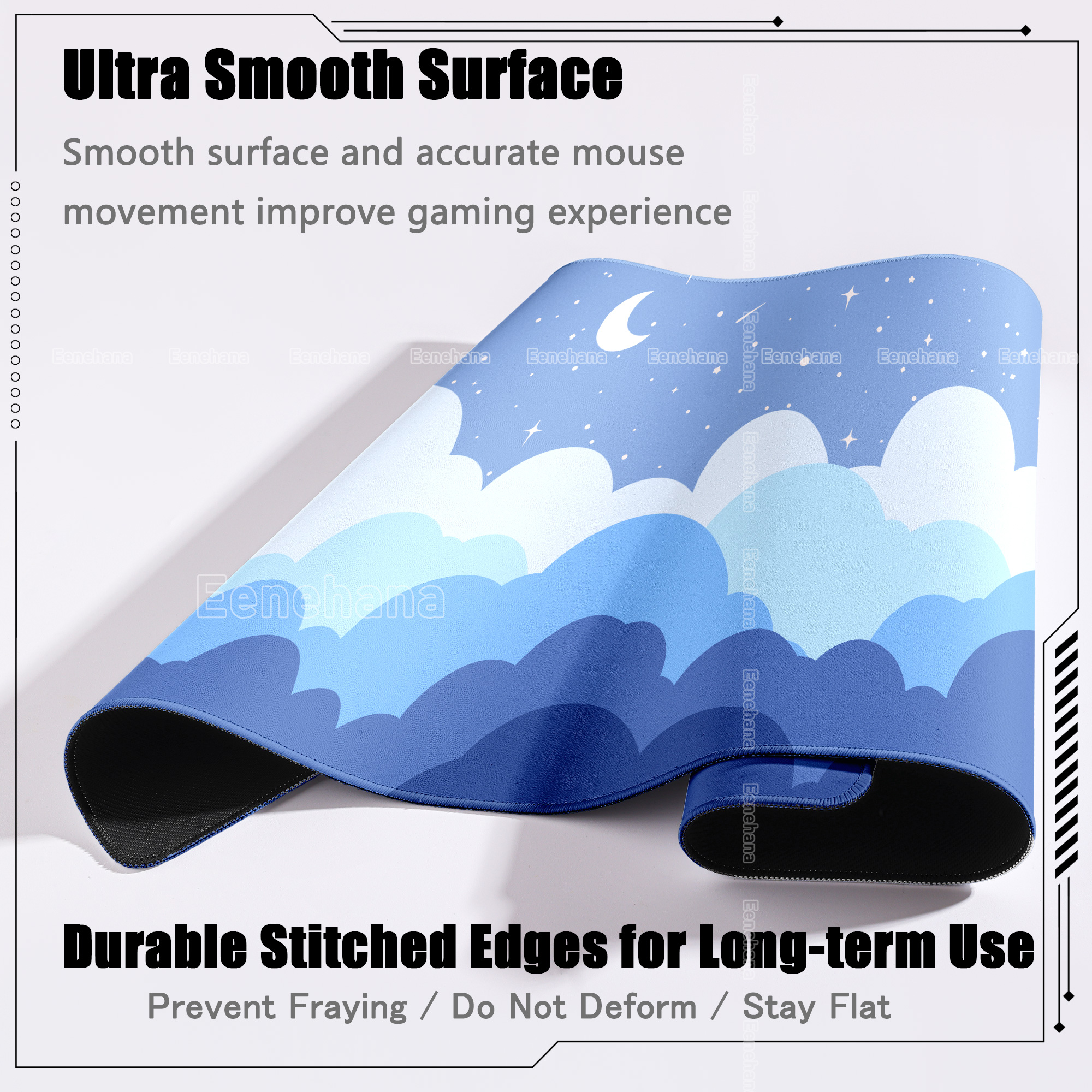 Blue Clouds Moon Mouse Pad PC  - Desk Setup Blue recensie en prijs