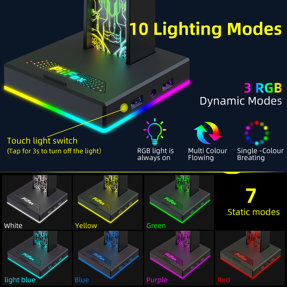 RGB Gaming Headphone Stand Dua - Headphone Hook Under recensie en prijs