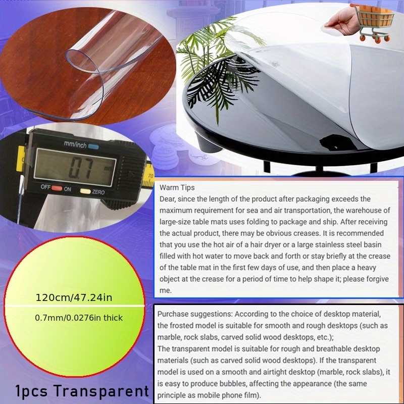 1pc 100/110/120cm Clear PVC Ro - Desk Setup Desk recensie en prijs