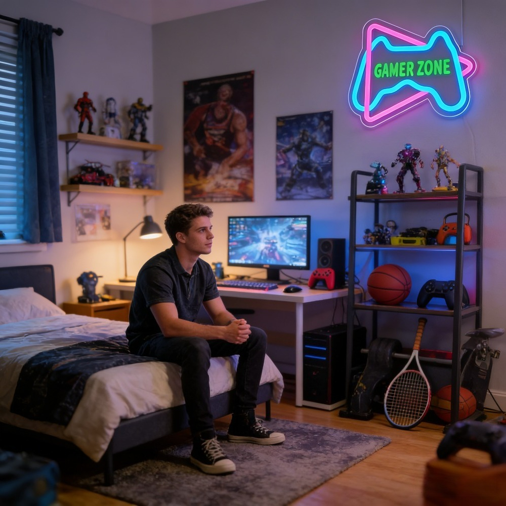 Gamer Zone Neon Sign USB Gifts - Desk Setup Blue recensie en prijs