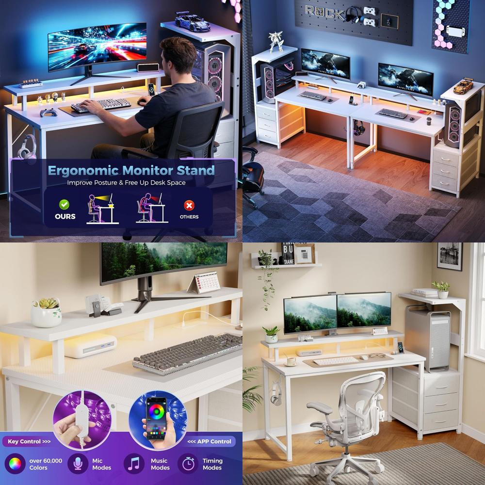 White 52 L-Shaped Gaming Desk  - Desk Setup White recensie en prijs