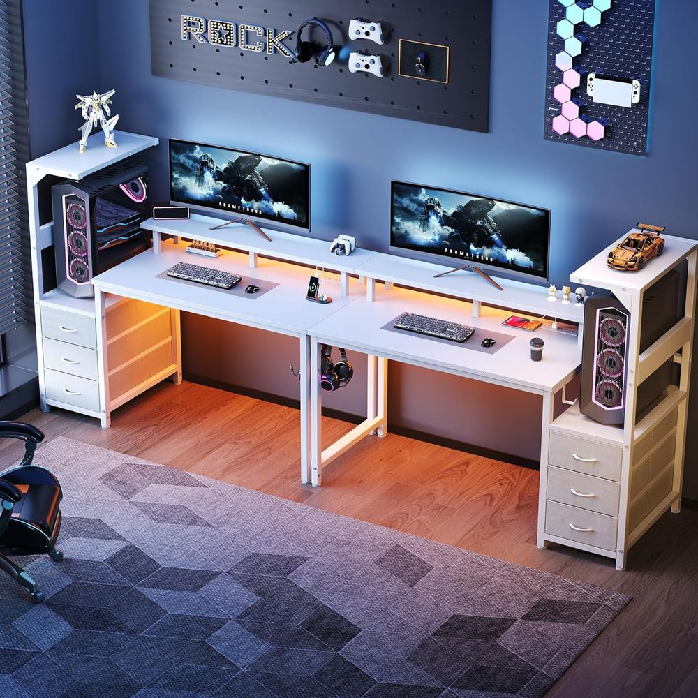 White 52 L-Shaped Gaming Desk  - Desk Setup White recensie en prijs